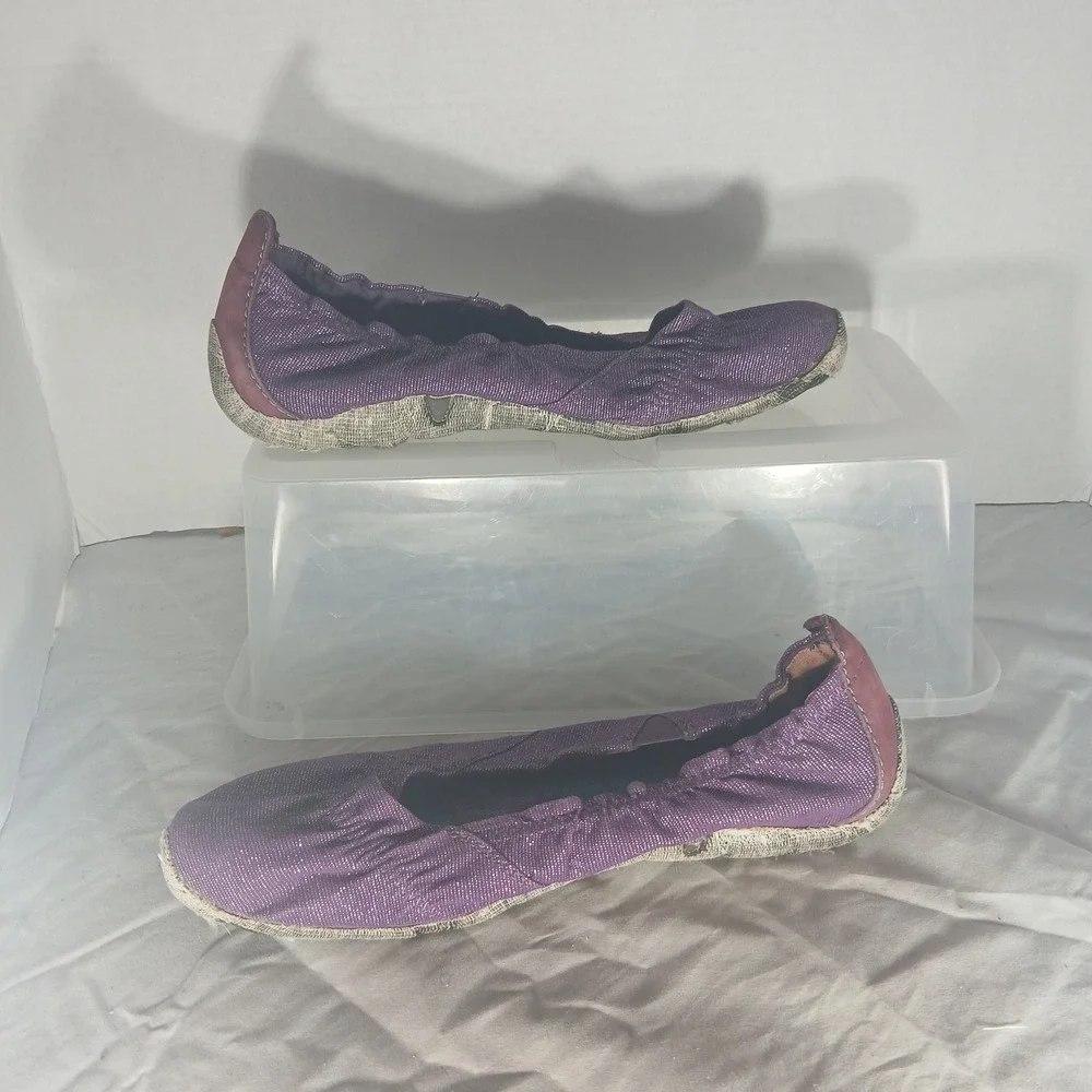 Koa Canvas Purple Metallic Ballet Flats Womens Size 8 Slip‎ On Shoes UW00723